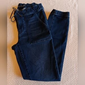 American Eagle Outfitters Tie Waist Cinch Bottom Dark Wash Jeans - Size 8 Reg